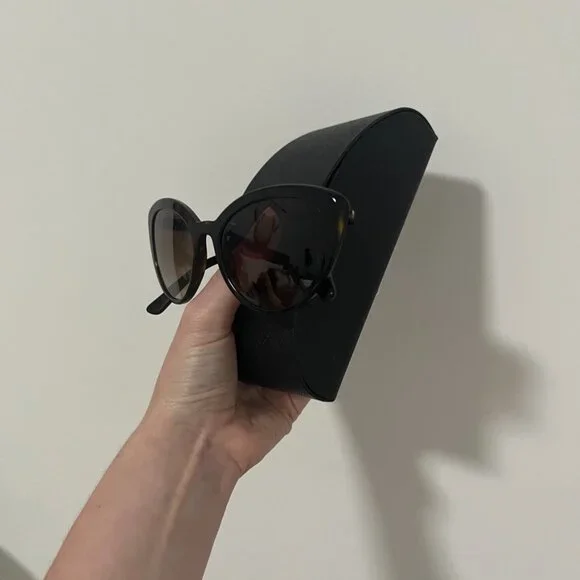 Prada Black Cat Eye Acetate Sunglasses with Case - Picture 3 of 7
